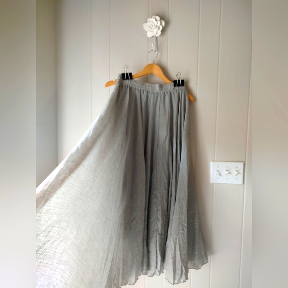 Sugar Magnolia Gray 100% Cotton Boho Gauzy Layered Fairycore Maxi Skirt - Picture 2 of 8